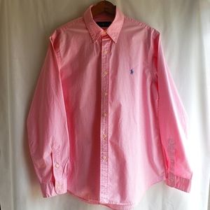 Ralph Lauren Men's Pink/White Gingham Pattern Button Down Shirt,  Size:Lg.